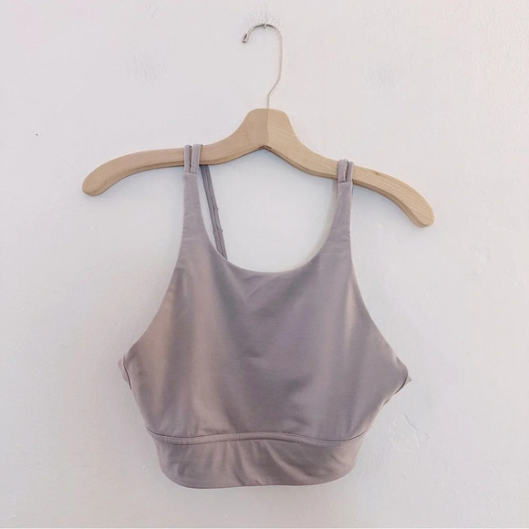Lululemon x Soulcycle Energy High-Neck Longline Tough Bra Lavender Light Grey - Picture 2 of 6